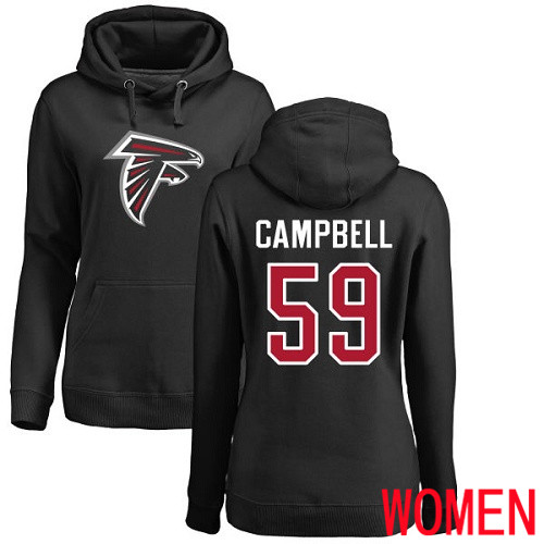 Atlanta Falcons Black Women De Vondre Campbell Name And Number Logo NFL Football #59 Pullover Hoodie Sweatshirts